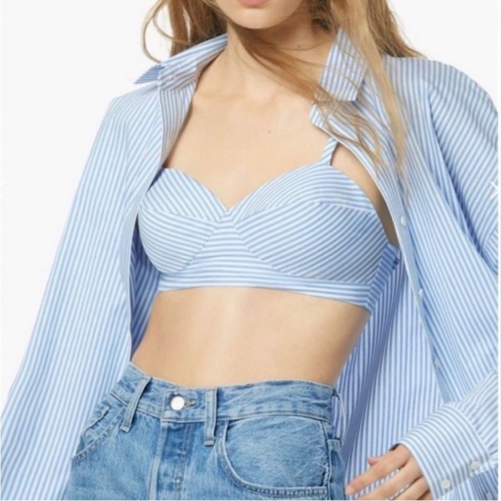 Favorite Daughter Ex-Boyfriend Bra Blue Stripe Size Medium
